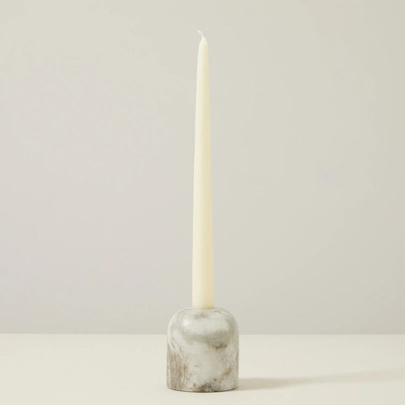 TAPER/TEALIGHT CANDLE HOLDER, LARGE WHITE MARBLE - Picture 1 of 4